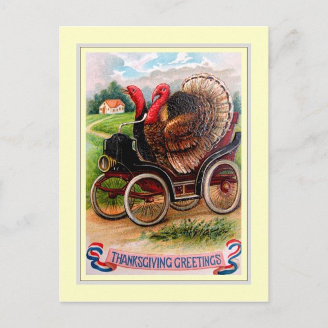 Vintager Erntedank Feiertagspostkarte (Vorderseite)