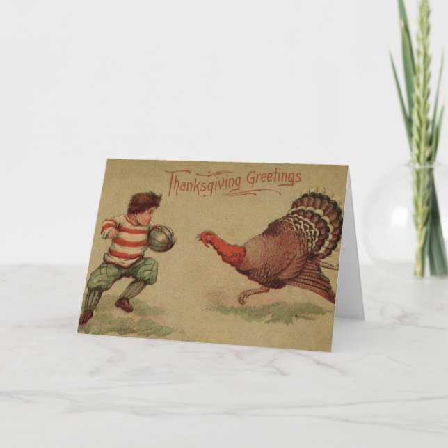 Vintager Erntedank Fußball und Türkei Feiertagskarte (Vorderseite)