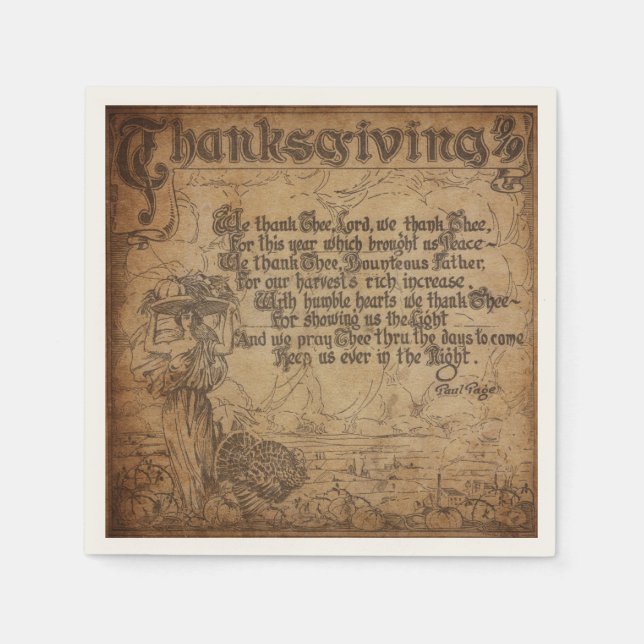 Vintager Erntedank Gebet Serviette (Vorderseite)