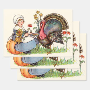 Vintager Erntedank Geschenkpapier Set