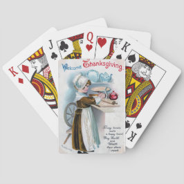 Vintager Erntedank Gruß mit Pilgrim Girl Ba Spielkarten
