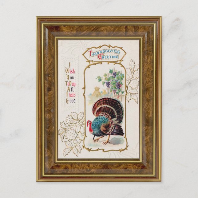 Vintager Erntedank Gruß & Türkei Postkarte (Vorderseite)