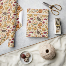 Vintager Erntedank Harvest Muster | Rustikaler Fal Geschenkpapier