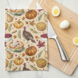 Vintager Erntedank Harvest Muster | Rustikaler Fal Geschirrtuch