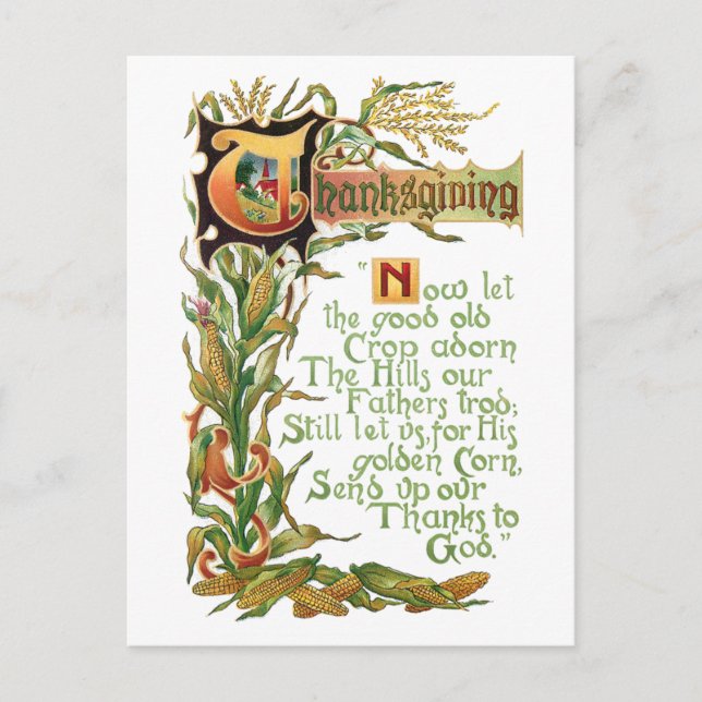 Vintager Erntedank Harvest Sessing Feiertagspostkarte (Vorderseite)