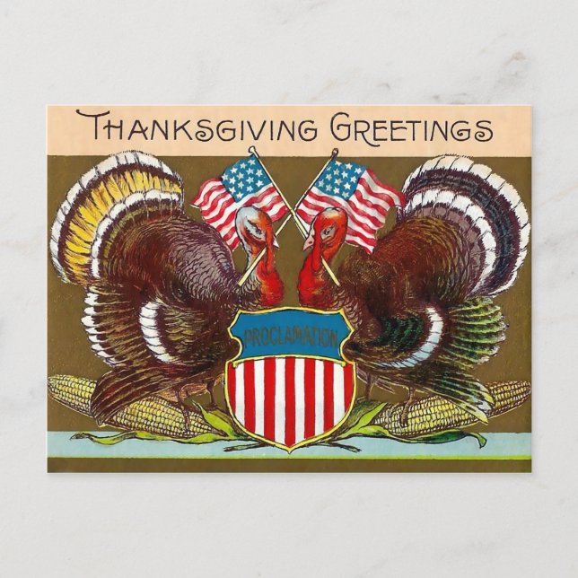 Vintager Erntedank Patriotische Postkarte (Vorderseite)