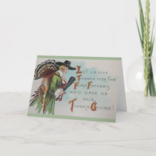 Vintager Erntedank Pilgris und Türkische Karte (Vorderseite)