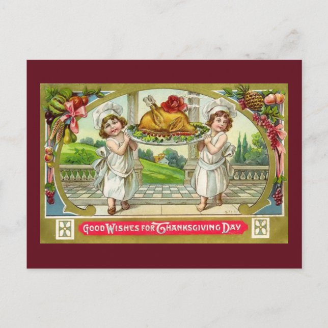 Vintager Erntedank Postkarte (Vorderseite)