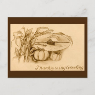 Vintager Erntedank Postkarte