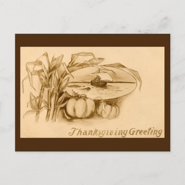 Vintager Erntedank Postkarte (Vorderseite)
