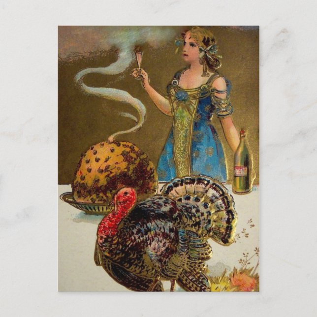 Vintager Erntedank Postkarte (Vorderseite)