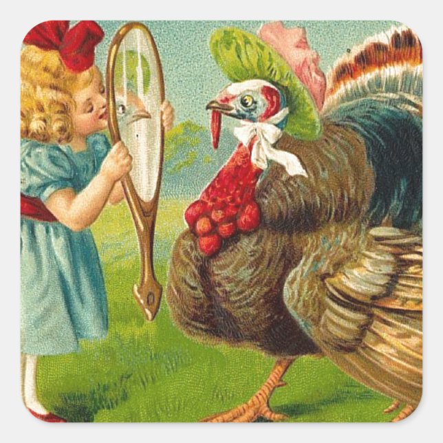 Vintager Erntedank Quadratischer Aufkleber (Vorderseite)