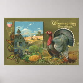 Vintager Erntedank, Türkei auf dem Bauernhof Poster