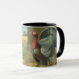 Vintager Erntedank, Türkei auf dem Bauernhof Tasse