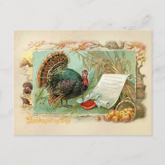 Vintager Erntedank Türkei Feiertagspostkarte (Vorderseite)