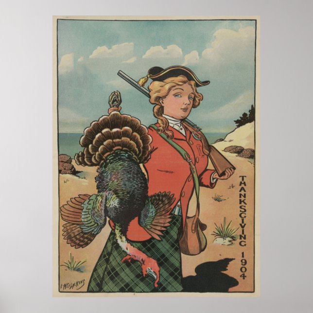 Vintager Erntedank Türkei Jagd (1904) Poster (Vorne)