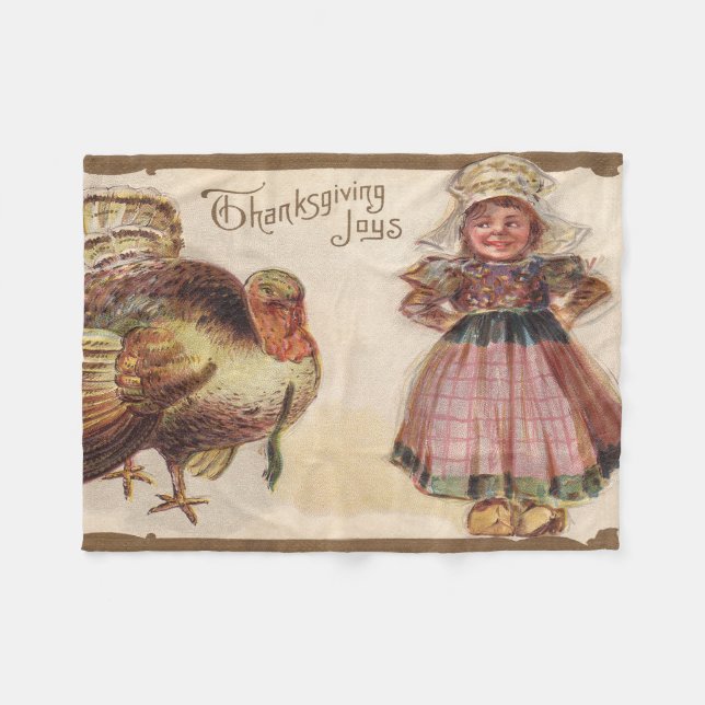 Vintager Erntedank, Türkei, Pilgermädchen Fleecedecke (Vorderseite (Horizontal))