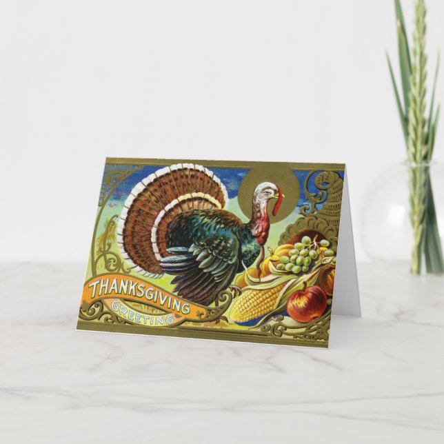Vintager Erntedank Türkei und Herbsternte Karte (Vorderseite)