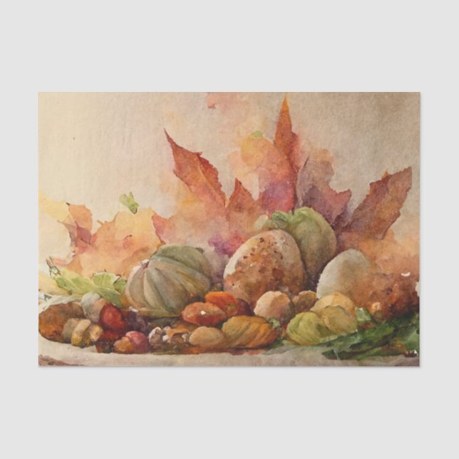 Vintager Erntedank Wasserfarbe Herbst Seidenpapier (Vorderseite)
