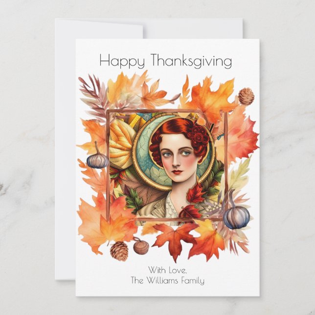 Vintager Erntedank wünscht Einladung (Vorderseite)