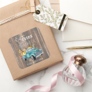 Vintager Erntewagen   ERNTEDANK Quadratischer Aufkleber