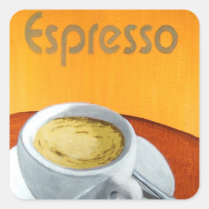 Vintager Espresso-Kaffee Quadratischer Aufkleber
