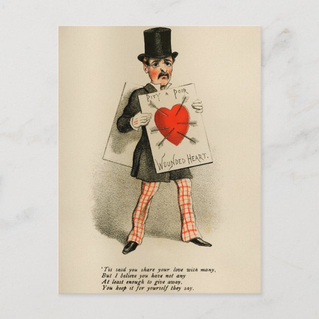 Vintager Essig-Valentinstag Postkarte (Vorderseite)