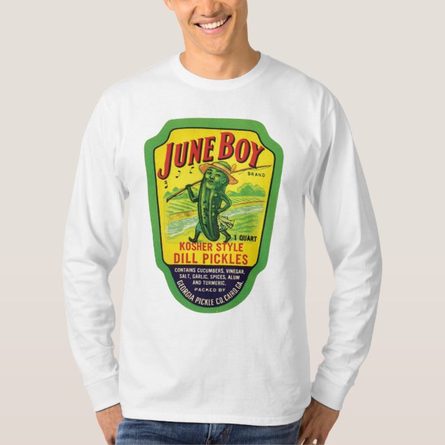 Vintager Essiggurken-Nahrungsmittel-Aufkleber T-Shirt (Vorderseite)
