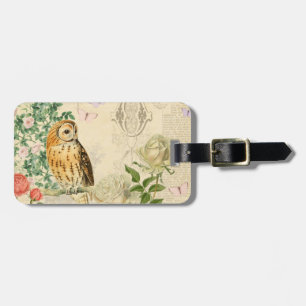 Vintager Eulengepäckmit blumenumbau mit schöner Gepäckanhänger