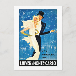 Vintager europäischer Winter in Monte Carlo Postkarte