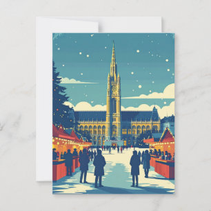 Vintager Europäischer Wintermarkt Souvenir Postkarte