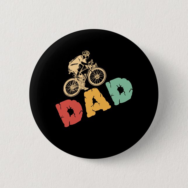 Vintager Fahrrad-Vater Fahrradtag Vatertag Button (Vorderseite)