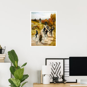 Vintager Fahrradausflug auf dem Lande Poster
