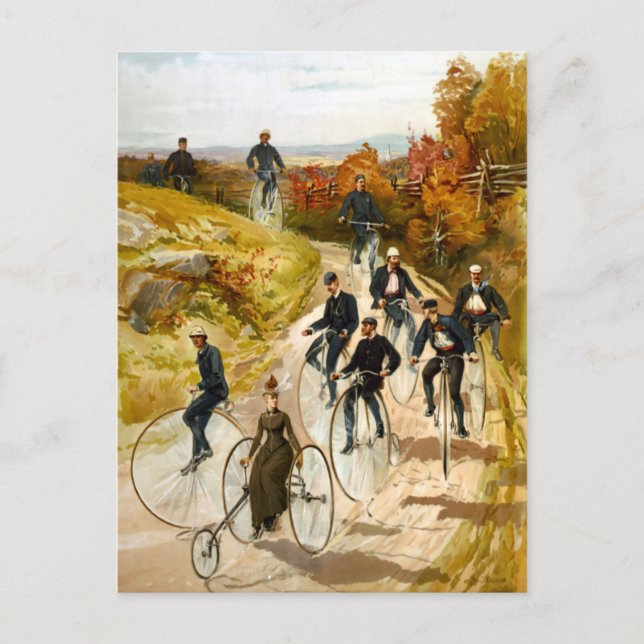Vintager Fahrradausflug auf dem Lande Postkarte (Vorderseite)