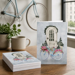Vintager Fahrradfahrer mit Blume