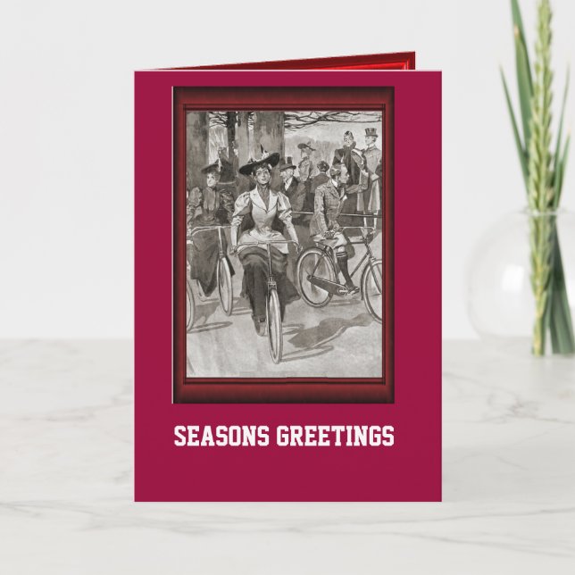 Vintager Fahrradtag Feiertagskarte (Vorderseite)