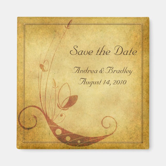 Vintager Fall Blumenhochzeit Das Datum Magnet spei (Vorne)