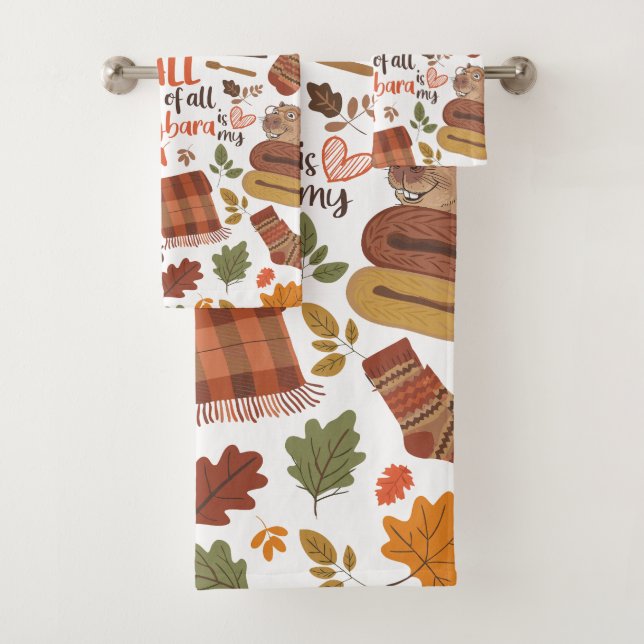 Vintager Fall Capybara Handtuch Badhandtuch Set (Insitu)