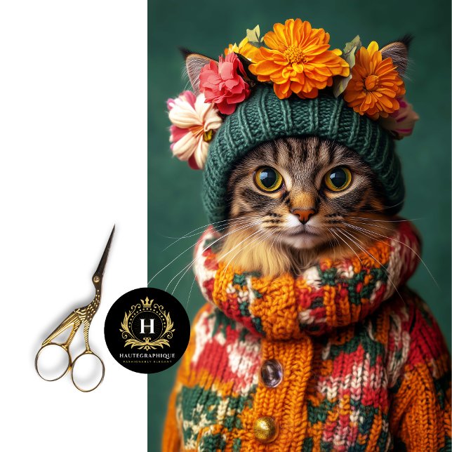 Vintager Fall Sweater Hat Tabby Cat Decoupage Seidenpapier (Von Creator hochgeladen)