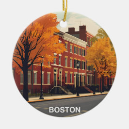 Vintager Fall von Boston Brownstone Keramik Ornament