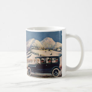 Vintager Familienurlaub in antiker Automobile Kaffeetasse