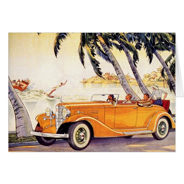 Vintager Familienurlaub in einem Cabrio (Vorderseite (Horizontal))
