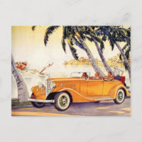 Vintager Familienurlaub in einem Cabrio