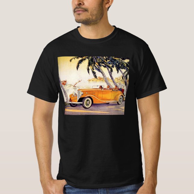 Vintager Familienurlaub in einem Cabrio T-Shirt (Vorderseite)
