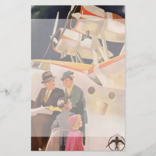 Vintager Familienurlaub über die Propeller der See Briefpapier