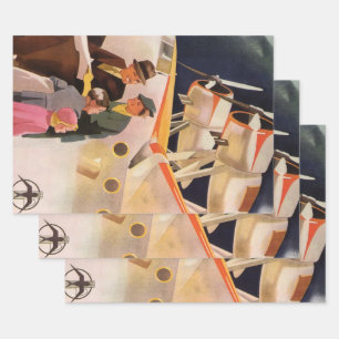 Vintager Familienurlaub über die Propeller der See Geschenkpapier Set