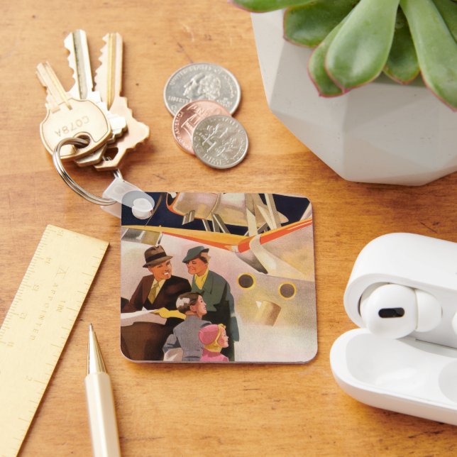 Vintager Familienurlaub über die Propeller der See Schlüsselanhänger (Schreibtisch)