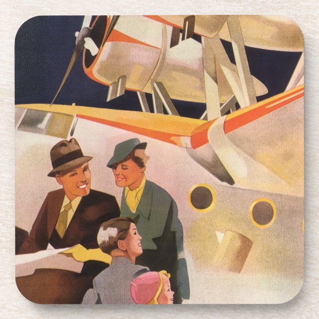 Vintager Familienurlaub über die Propeller der See Untersetzer (Vorderseite)