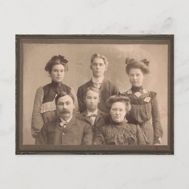 Vintager Familienvertrag Postkarte (Vorderseite)