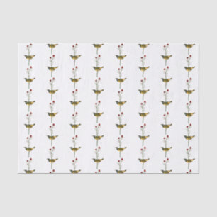 Vintager farbiger Zeichn von Warbler auf Blume Seidenpapier